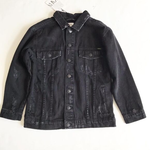 Zara kids NWT black distressed jean jacket 9Y - Picture 3 of 6